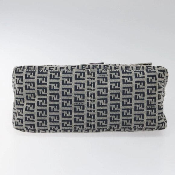 FENDI Zucchino Canvas Mamma Baguette Shoulder Bag Navy Auth 113562V - Picture 7 of 16